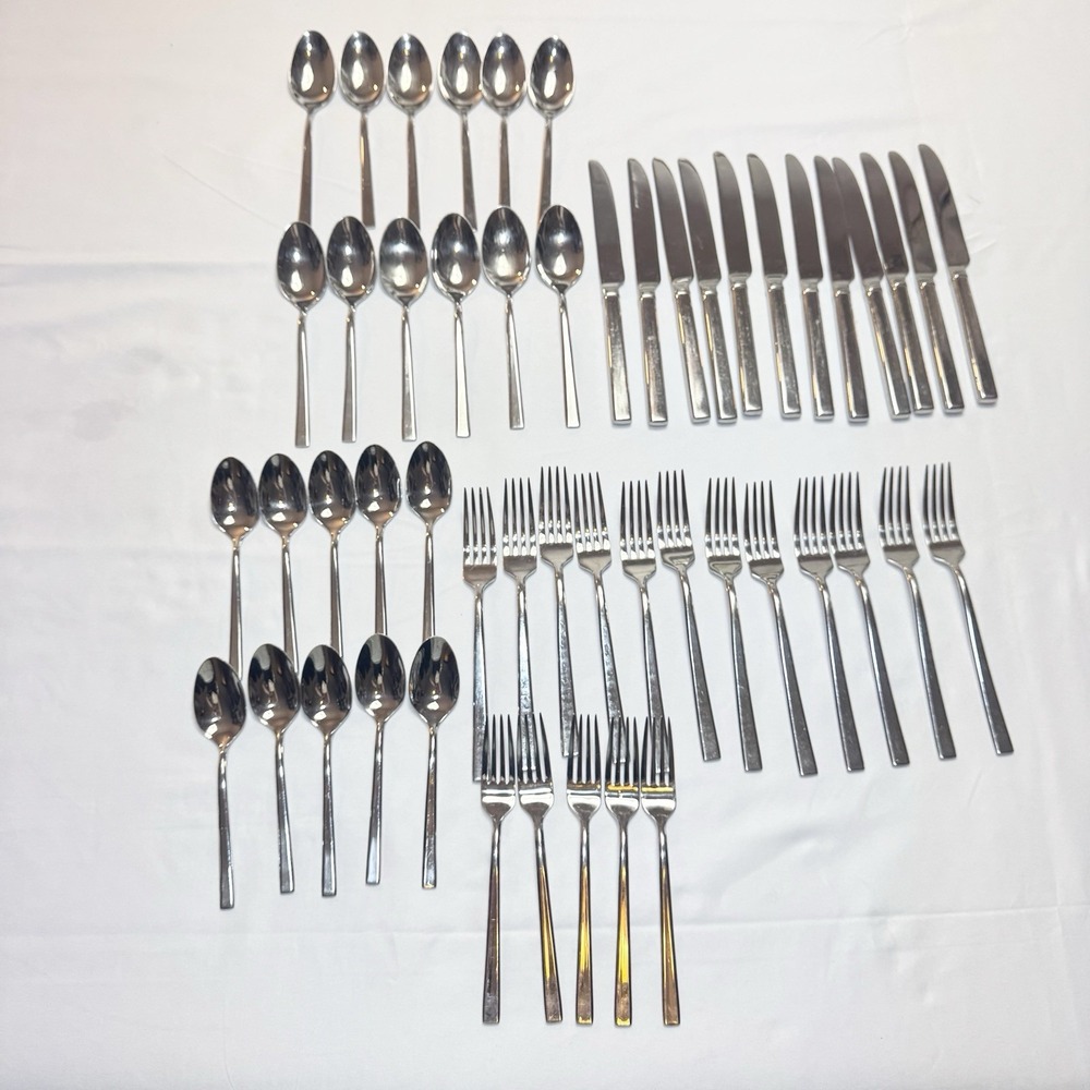 Reed & Barton Cole Stainless Steel 18/8 Flatware Set Of 51 Pieces Minimalist